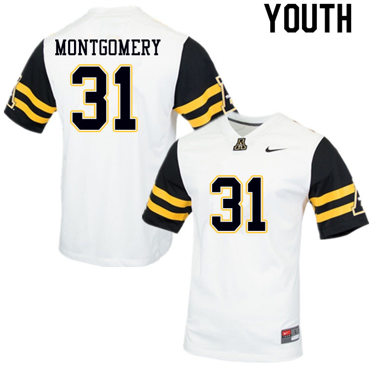 Youth #31 Gabe Montgomery Appalachian State Mountaineers College Football Jerseys Sale-White - Click Image to Close
